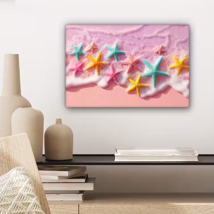 Canvas schilderij - Zeesterren - Strand - Golven — 5