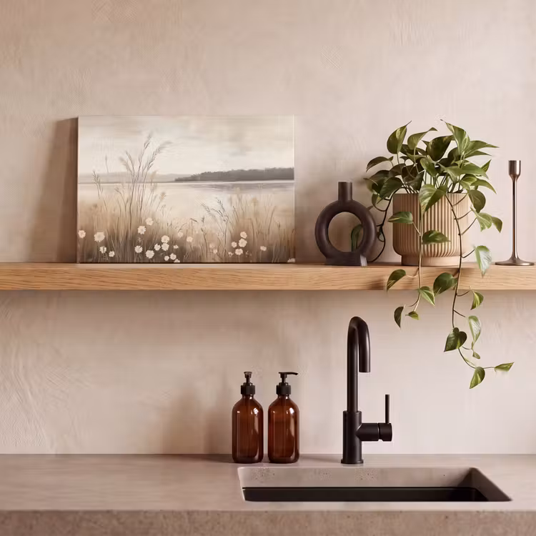 Canvas schilderij - Meer - Water - Natuur - Beige — 3
