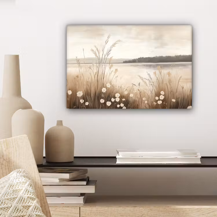 Canvas schilderij - Meer - Water - Natuur - Beige — 5