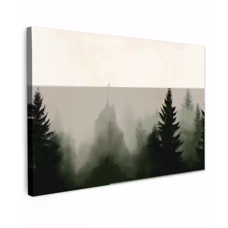 Canvas schilderij - Sparren - Bomen - Groen - Beige — 1