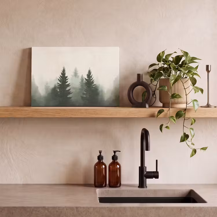 Canvas schilderij - Sparren - Bomen - Groen - Beige — 3
