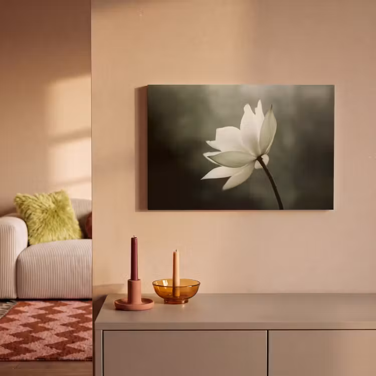 Canvas schilderij - Wit - Lotus - Donker - Bloem — 2