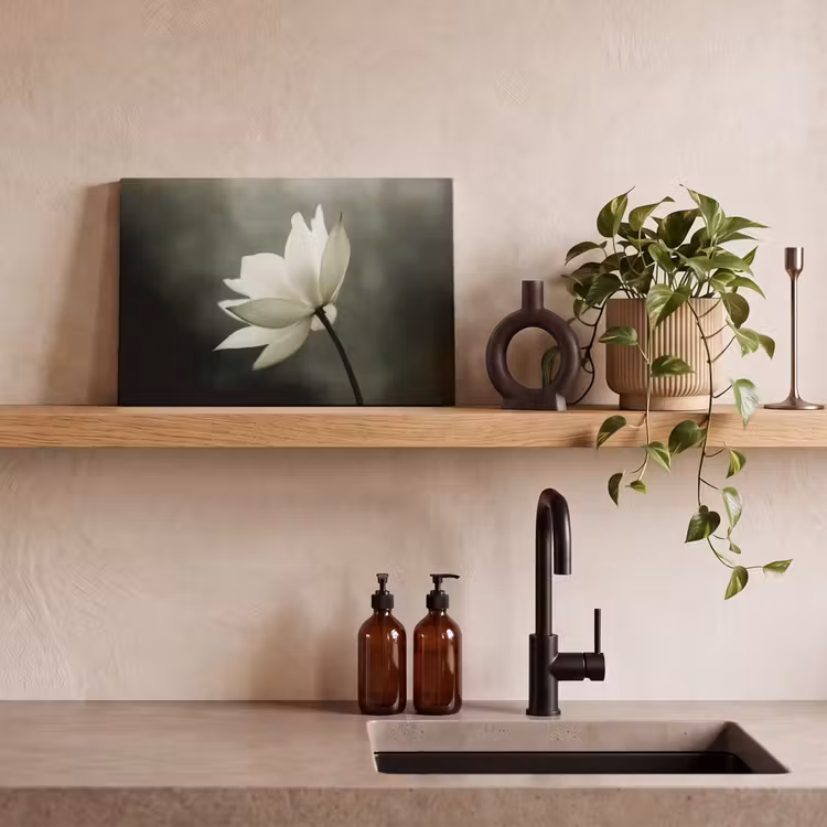 Canvas schilderij - Wit - Lotus - Donker - Bloem — 3