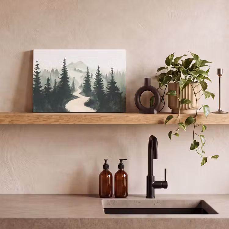 Canvas schilderij - Pad - Bomen - Bos - Illustratie — 3