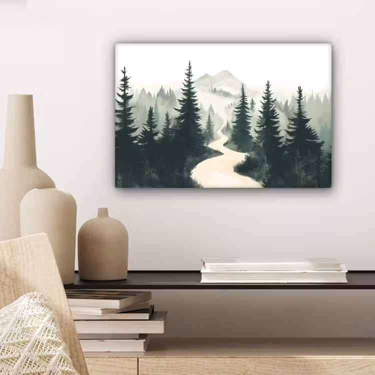 Canvas schilderij - Pad - Bomen - Bos - Illustratie — 5