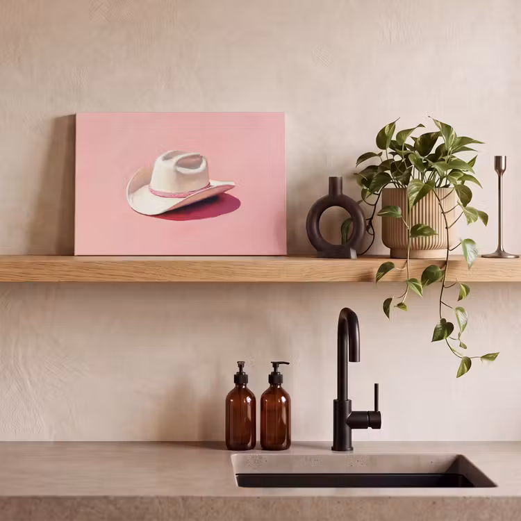 Canvas schilderij - Zomers - Hoed - Roze — 3