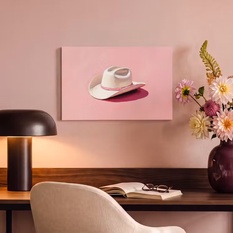 Canvas schilderij - Zomers - Hoed - Roze — 4