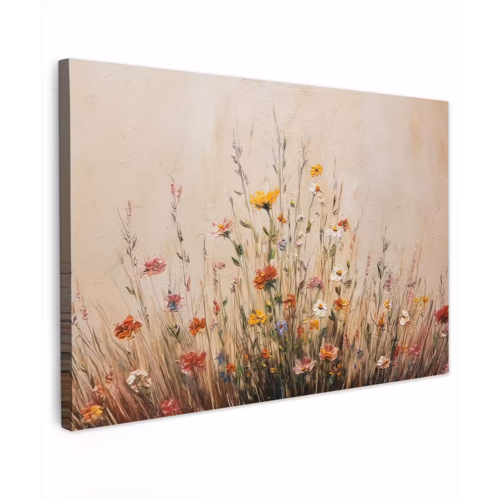 Canvas schilderij - Wilde bloemen - Penseelstreken - Rustgevend — 1