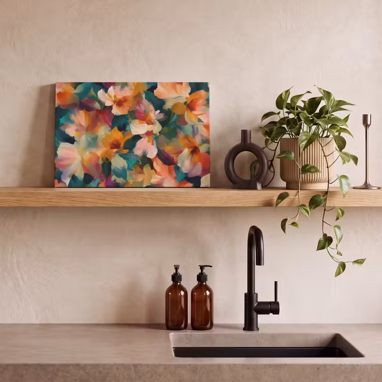 Canvas schilderij - Harmonieus - Abstracte bloemen - Warme tinten — 3