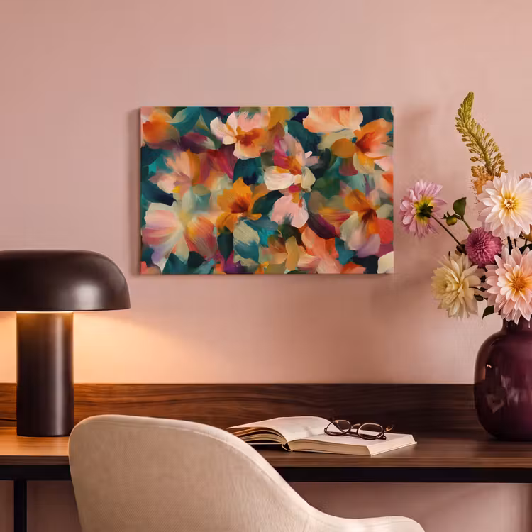 Canvas schilderij - Harmonieus - Abstracte bloemen - Warme tinten — 4