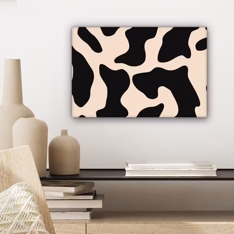 Canvas schilderij - Vlekkenpatroon - Koe - Beige — 5