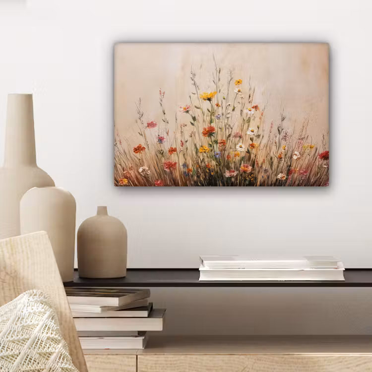 Canvas schilderij - Wilde bloemen - Penseelstreken - Rustgevend — 5