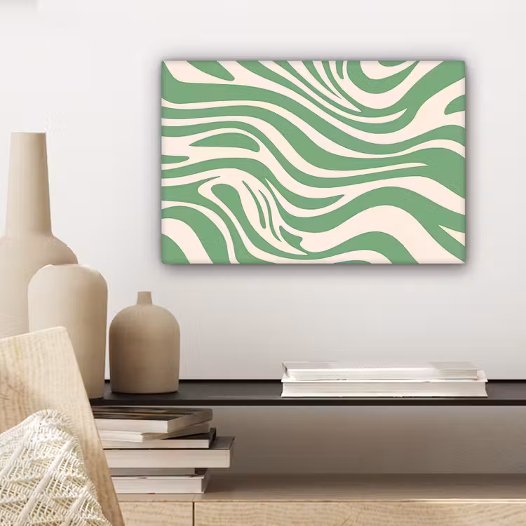 Canvas schilderij - Zebrapatroon - Groen - Retro — 5