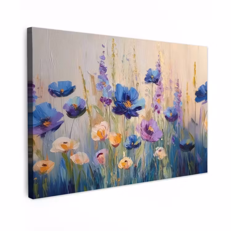 Canvas schilderij - Zomers - Wilde bloemen - Penseelstreken — 1