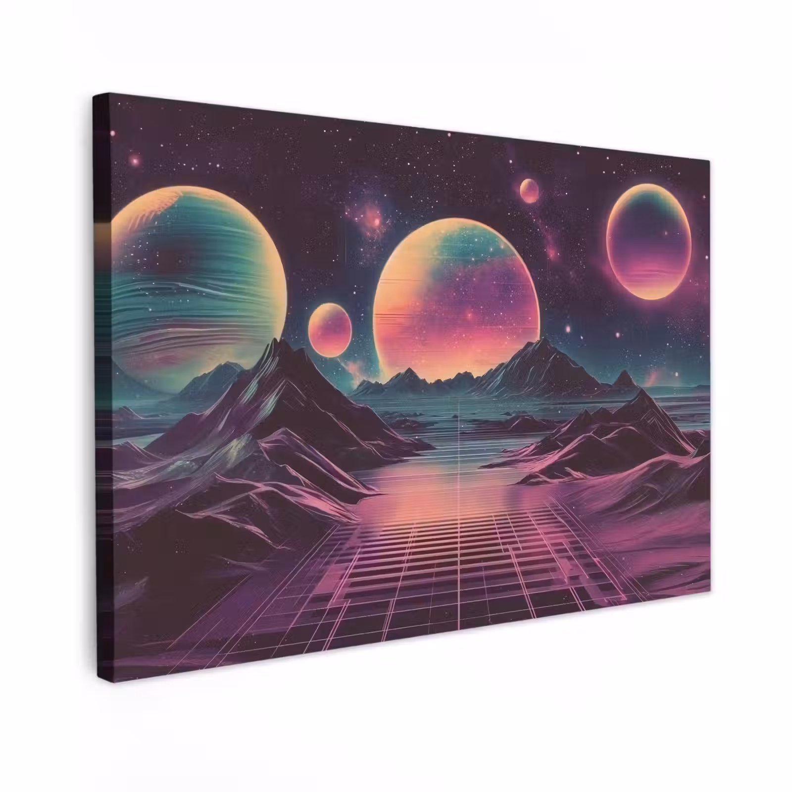 Canvas schilderij - Landschap - Planeten - Horizon - Paars — 1