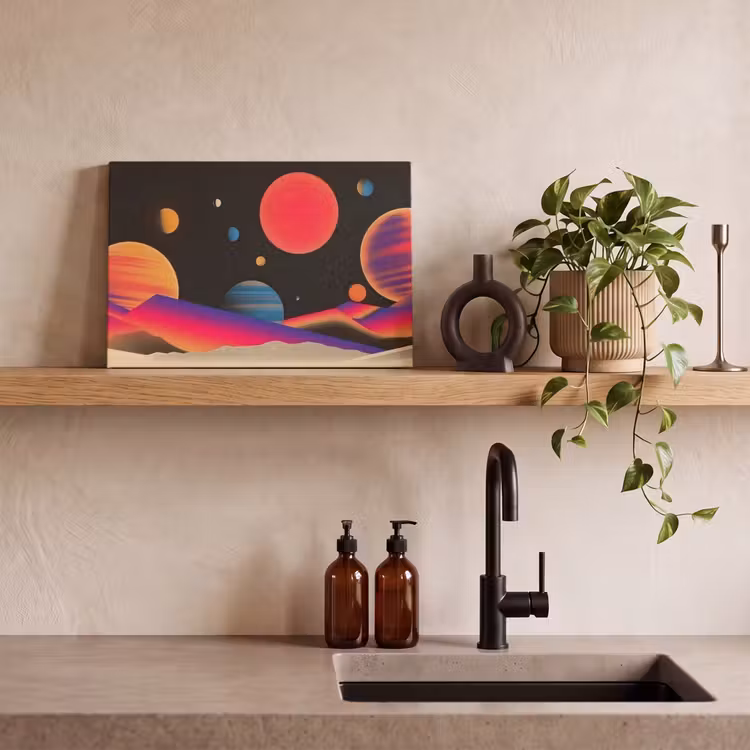Canvas schilderij - Hemel - Planeten - Felgekleurd — 3