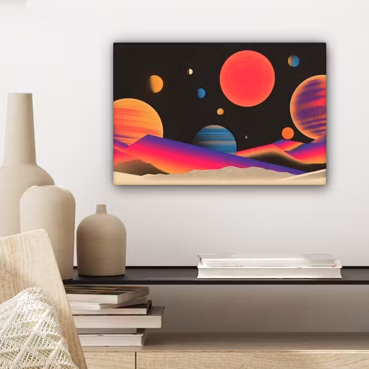Canvas schilderij - Hemel - Planeten - Felgekleurd — 5