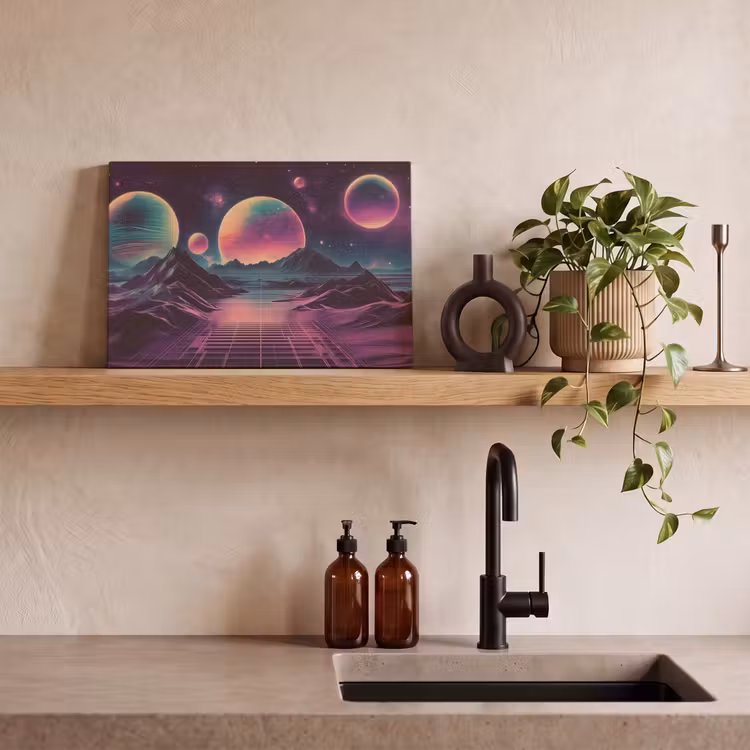 Canvas schilderij - Landschap - Planeten - Horizon - Paars — 3