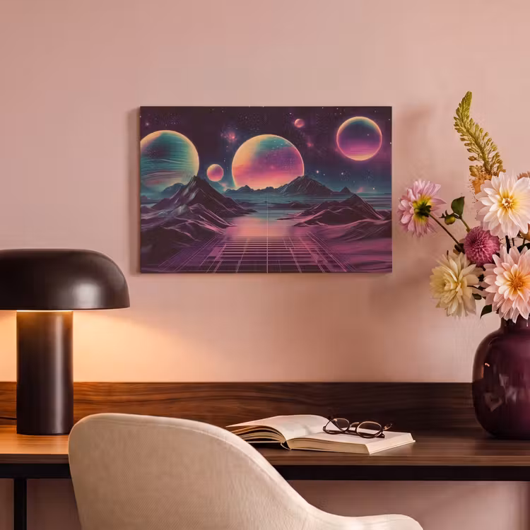 Canvas schilderij - Landschap - Planeten - Horizon - Paars — 4