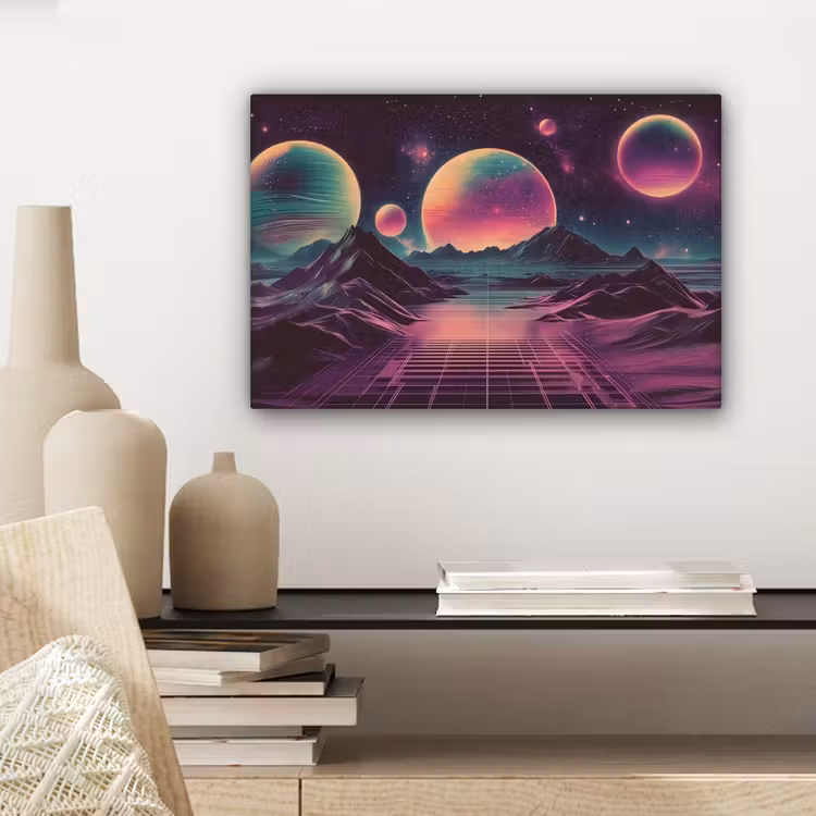 Canvas schilderij - Landschap - Planeten - Horizon - Paars — 5