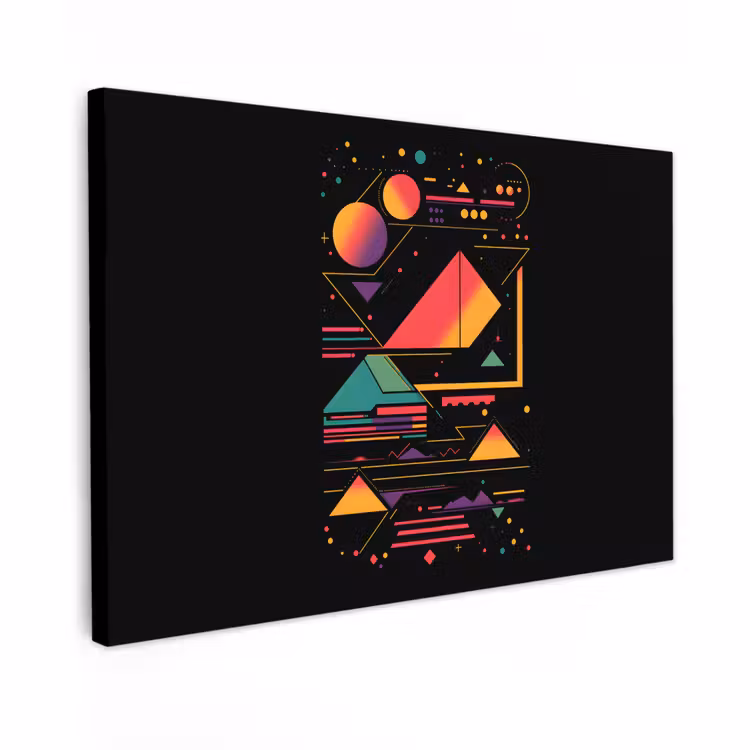Canvas schilderij - Piramides - Cirkels - Neonkleuren - Geometrisch — 1