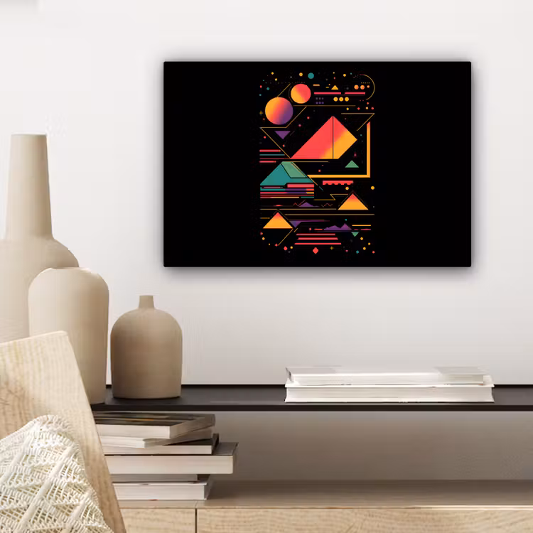 Canvas schilderij - Piramides - Cirkels - Neonkleuren - Geometrisch — 5