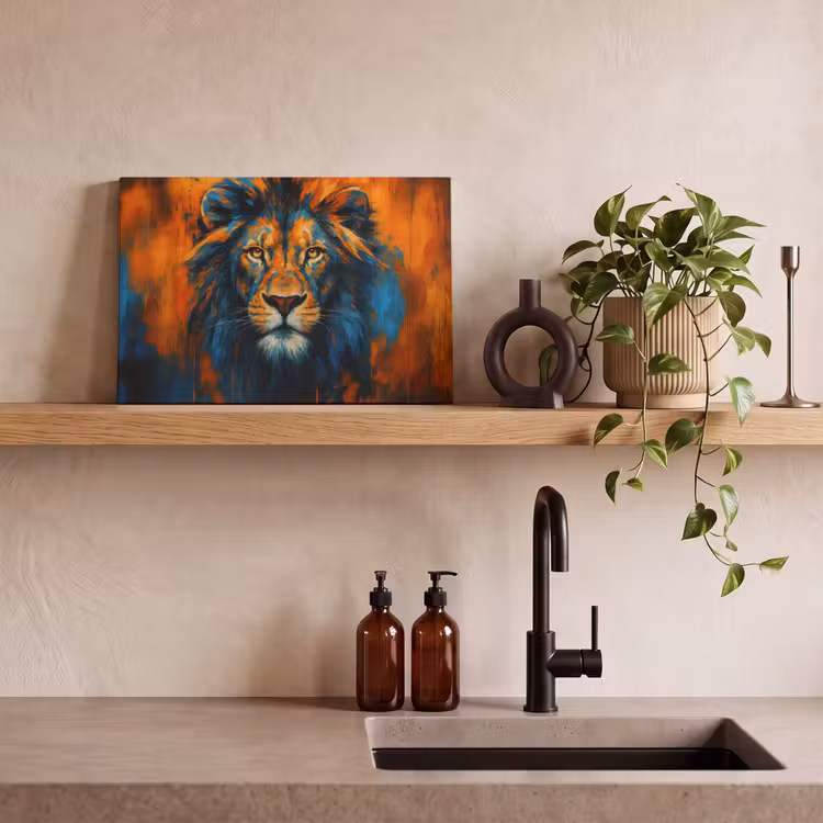 Canvas schilderij - Schilderij - Leeuwenkop - Oranje — 3