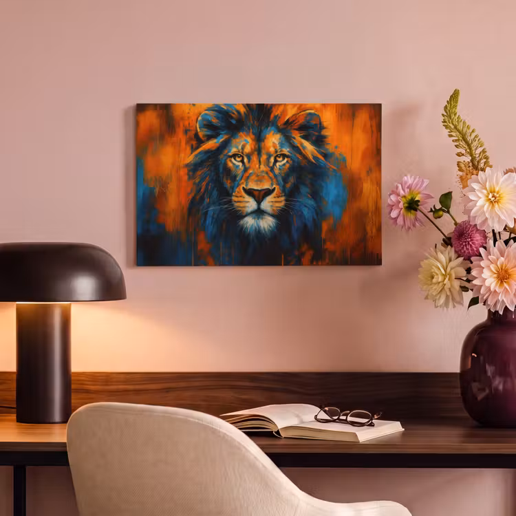 Canvas schilderij - Schilderij - Leeuwenkop - Oranje — 4