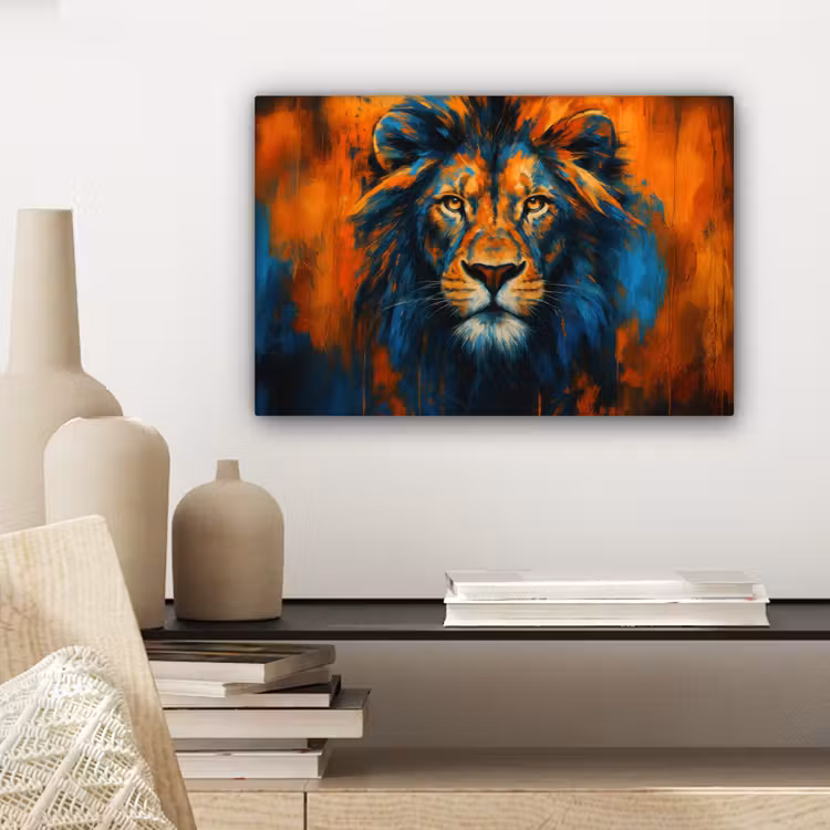 Canvas schilderij - Schilderij - Leeuwenkop - Oranje — 5