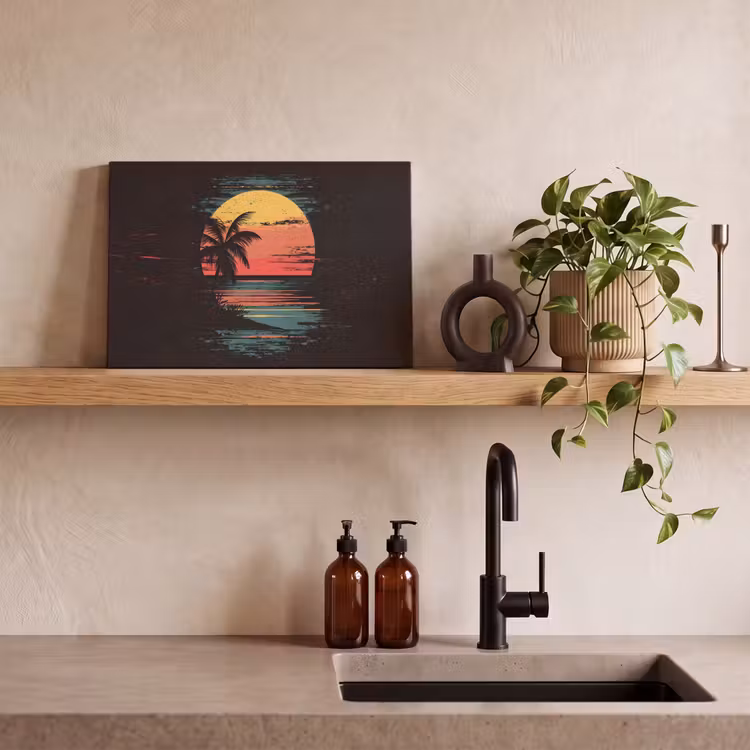 Canvas schilderij - Strand - Minimalistisch - Zon - Oranje — 3