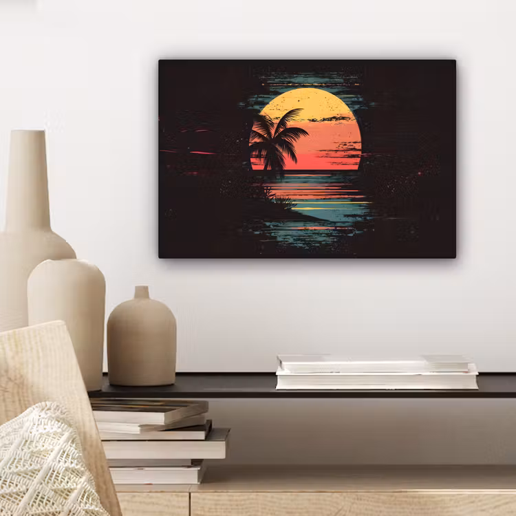 Canvas schilderij - Strand - Minimalistisch - Zon - Oranje — 5