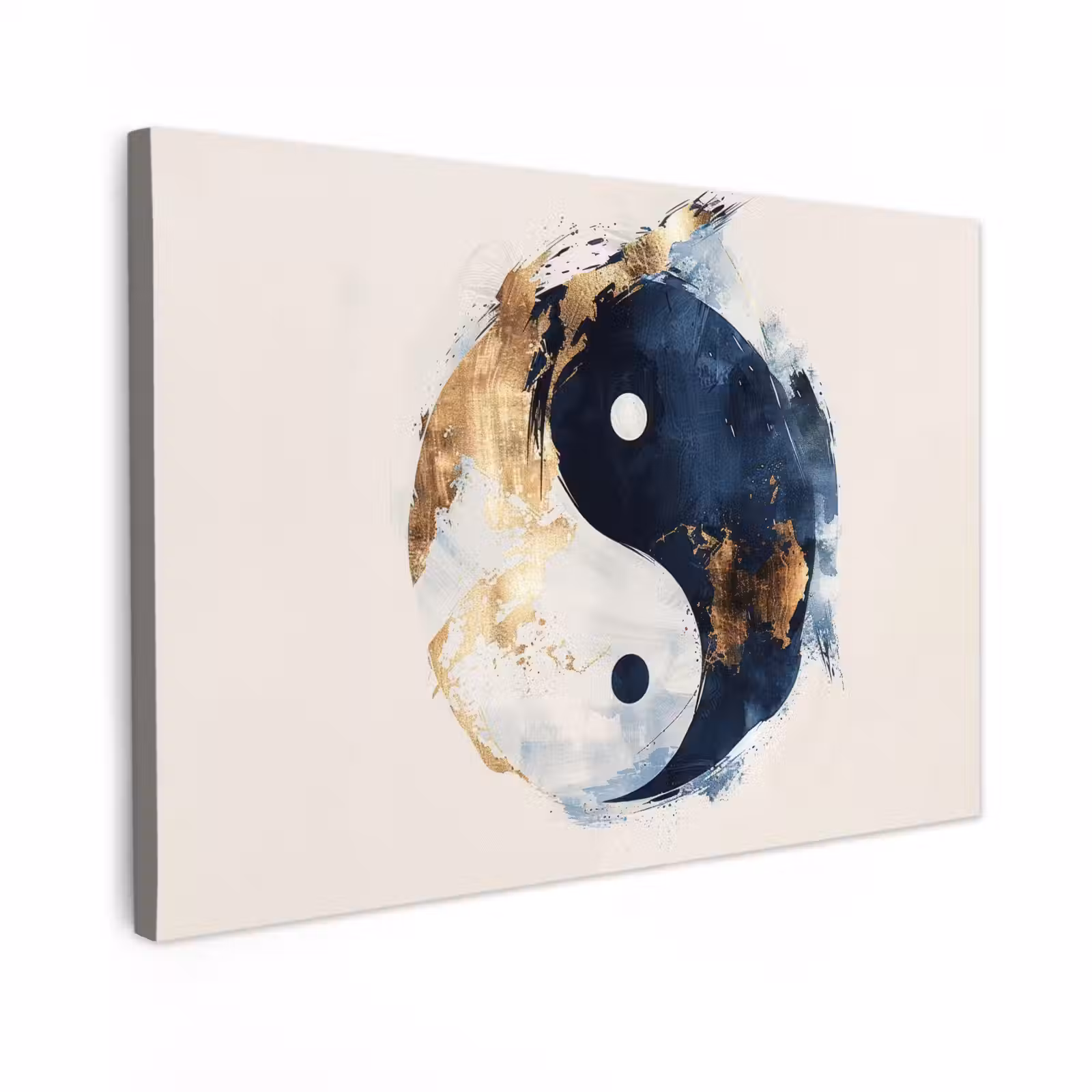 Canvas schilderij - Yin Yang - Abstract - Zwart - Wit - Goud — 1