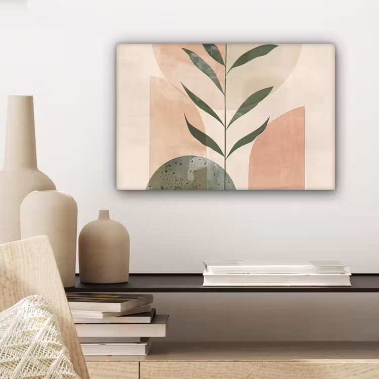Canvas schilderij - Modern - Roze - Groen - Natuur - Aesthetic — 5