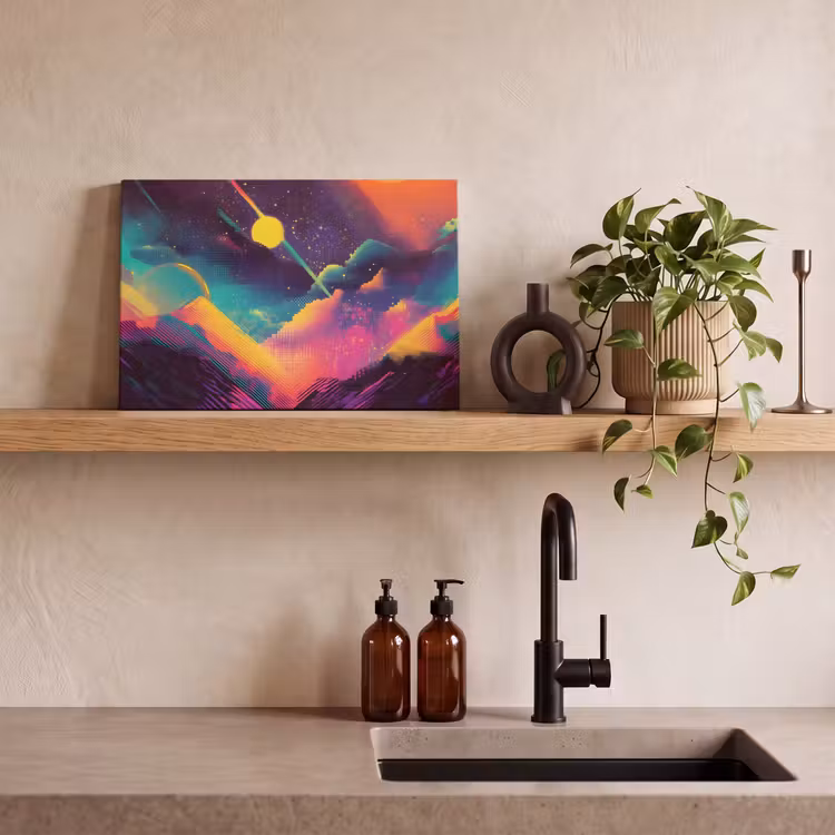 Canvas schilderij - Sterren - Bergen - Kleurrijk — 3