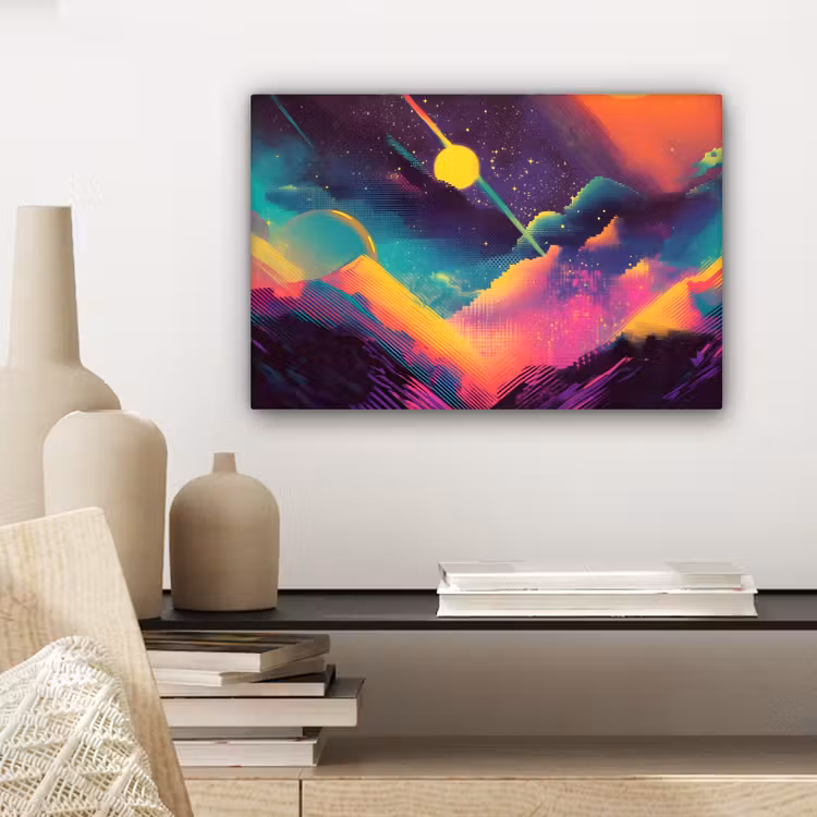 Canvas schilderij - Sterren - Bergen - Kleurrijk — 5