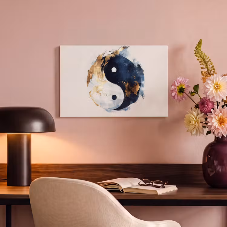 Canvas schilderij - Yin Yang - Abstract - Zwart - Wit - Goud — 4