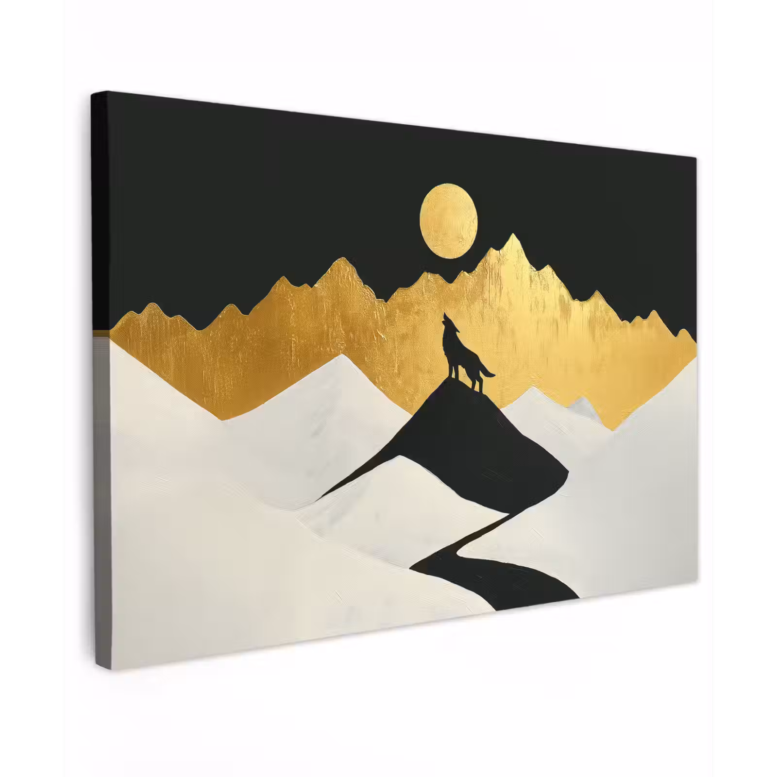 Canvas schilderij - Wolf - Bergen - Maan - Zwart — 1