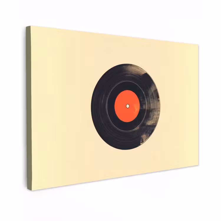 Canvas schilderij - Illustratie - Vinylplaat - Beige - Vintage — 1