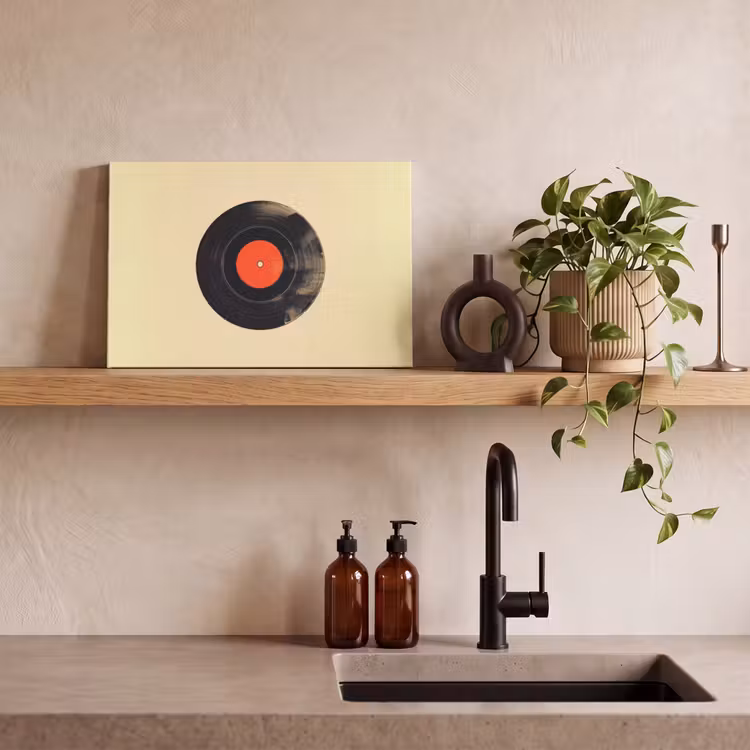 Canvas schilderij - Illustratie - Vinylplaat - Beige - Vintage — 3