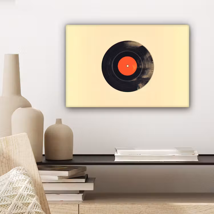 Canvas schilderij - Illustratie - Vinylplaat - Beige - Vintage — 5