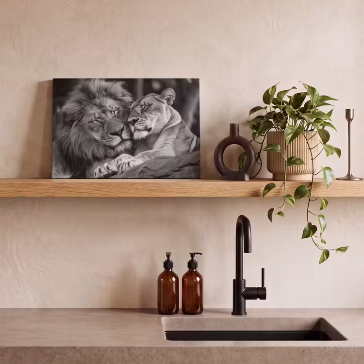 Canvas schilderij - Leeuwen - Dieren - Zwart - Wit - Leeuw — 3