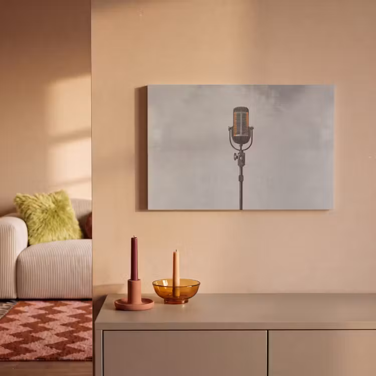 Canvas schilderij - Microfoon - Vintage - Illustratie - Grijs — 2