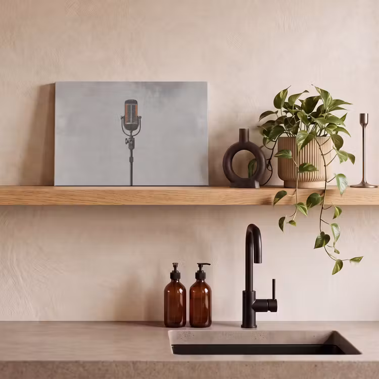 Canvas schilderij - Microfoon - Vintage - Illustratie - Grijs — 3