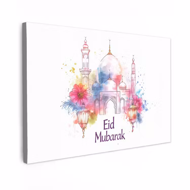 Canvas schilderij - Moskee - Eid Mubarak - Suikerfeest - Kleurrijk - Ramadan - Islamitische — 1