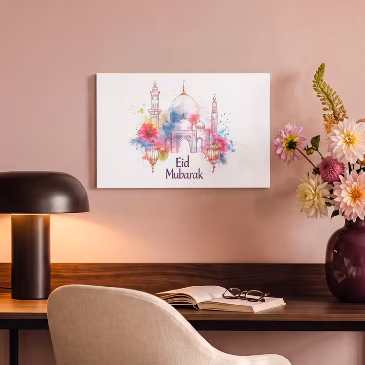 Canvas schilderij - Moskee - Eid Mubarak - Suikerfeest - Kleurrijk - Ramadan - Islamitische — 4