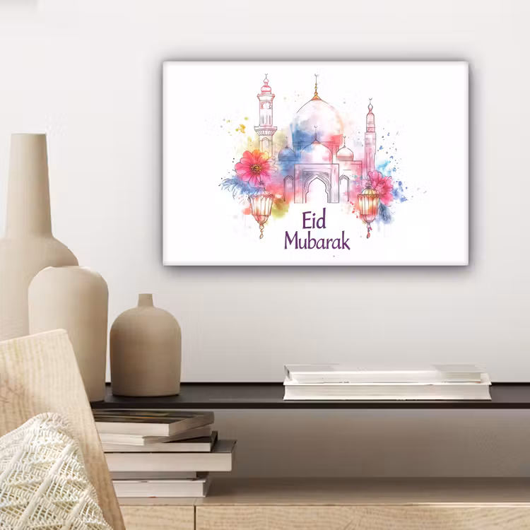 Canvas schilderij - Moskee - Eid Mubarak - Suikerfeest - Kleurrijk - Ramadan - Islamitische — 5