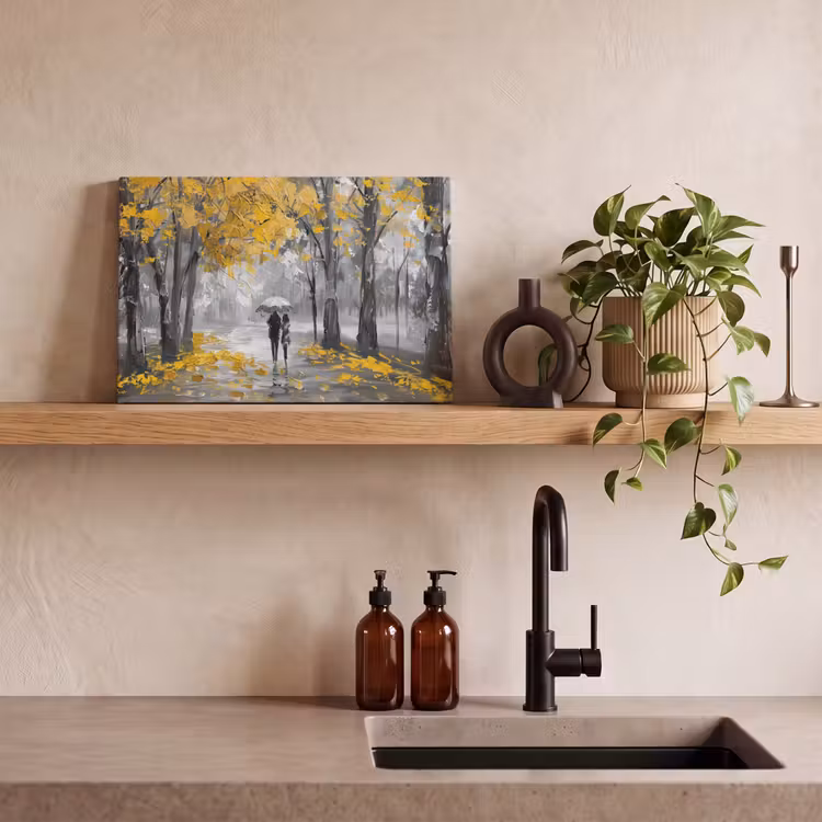 Canvas schilderij - Natuur - Geel - Park - Zwart - Wit — 3