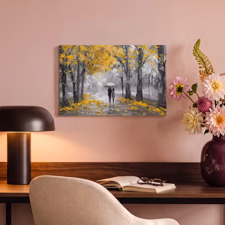 Canvas schilderij - Natuur - Geel - Park - Zwart - Wit — 4