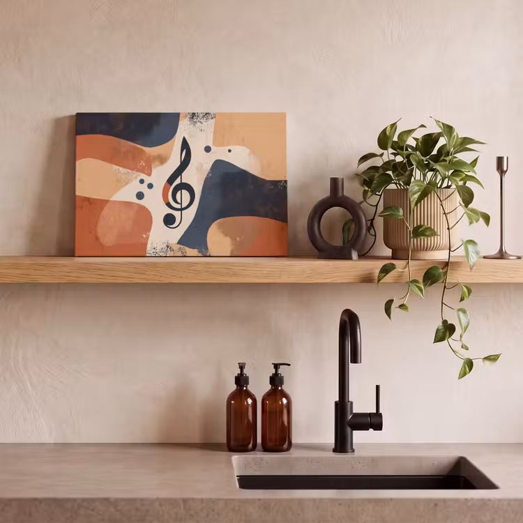 Canvas schilderij - Sleutel - G - Abstract - Beige — 3
