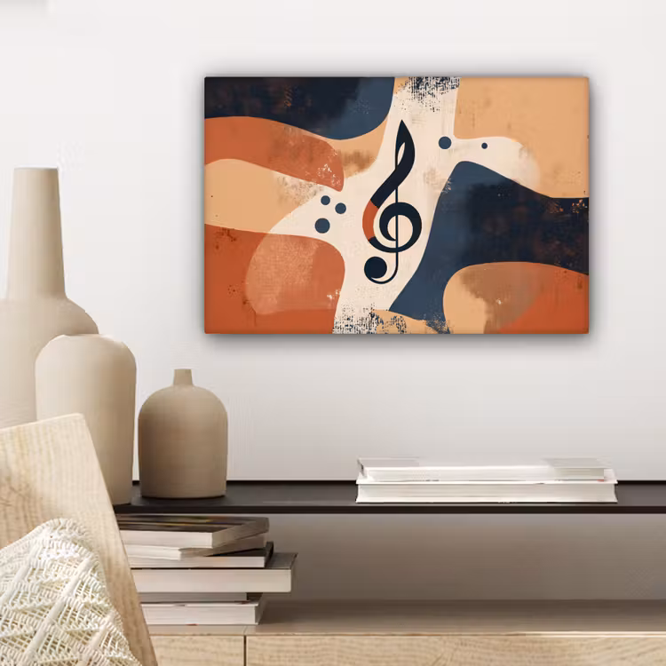 Canvas schilderij - Sleutel - G - Abstract - Beige — 5